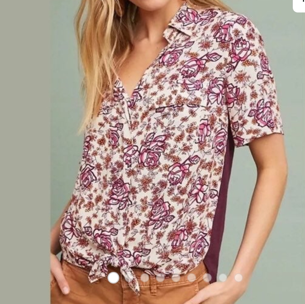 Porridge Anthropologie Bergen Tie Front Shirt - Picture 1 of 5
